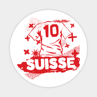 Vintage Swiss Football // Retro Grunge Switzerland Soccer Magnet